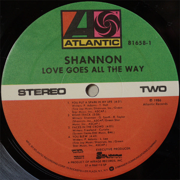 Shannon : Love Goes All The Way (LP, Album, SP)