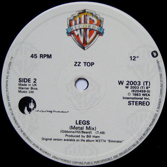 ZZ Top : Rough Boy (12", Pos)