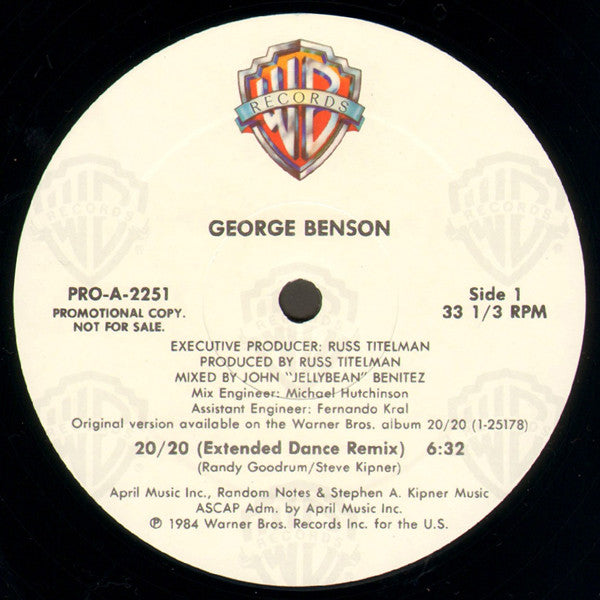 George Benson : 20/20 (Extended Dance Remix) (12", Promo)