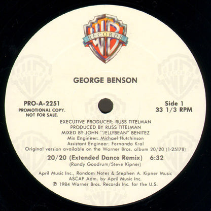 George Benson : 20/20 (Extended Dance Remix) (12", Promo)