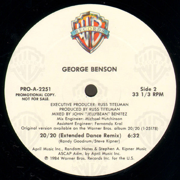 George Benson : 20/20 (Extended Dance Remix) (12", Promo)