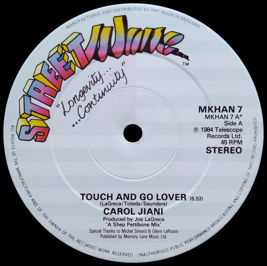 Carol Jiani : Touch And Go Lover (12")