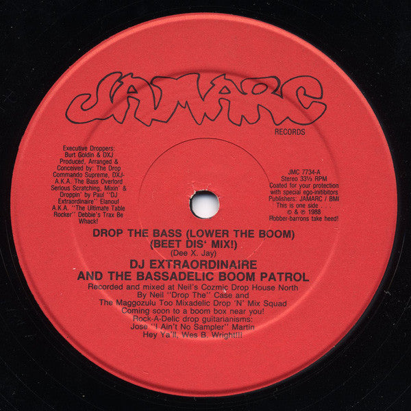 DJ Extraordinaire And Bassadelic : Drop The Bass (Lower The Boom) (12")