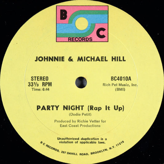 Johnnie & Michael Hill : Party Night (12")