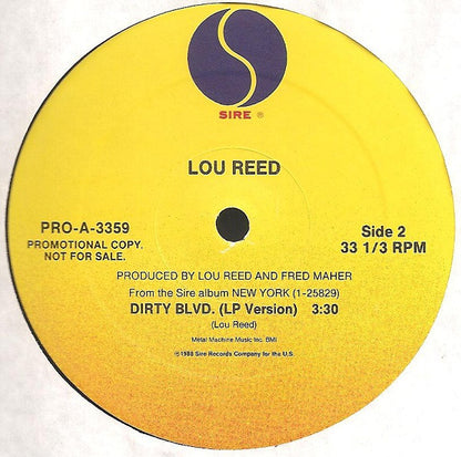 Lou Reed : Dirty Blvd. (12", Single, Promo)