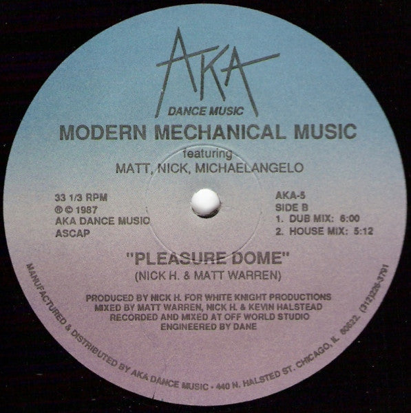 Modern Mechanical Music Featuring Matt Warren, Nick H., Michaelangelo (3) : Pleasure Dome (12")