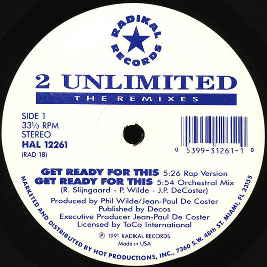 2 Unlimited : Get Ready For This (The Remixes) (12")