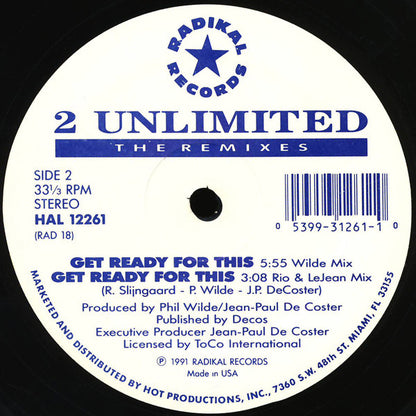 2 Unlimited : Get Ready For This (The Remixes) (12")