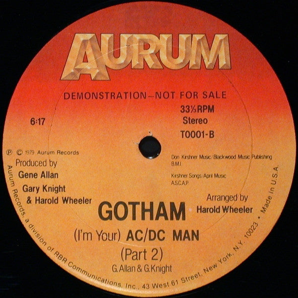 Gotham (2) : (I'm Your) AC/DC Man (12", Promo)