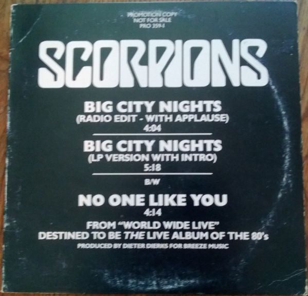 Scorpions : Big City Nights / No One Like You (12", Single, Promo)