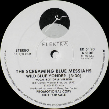 The Screaming Blue Messiahs : Wild Blue Yonder (12", Single, Promo)