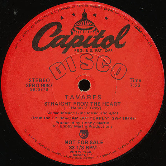 Tavares : Straight From The Heart (12", Single, Promo)
