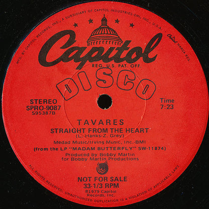 Tavares : Straight From The Heart (12", Single, Promo)