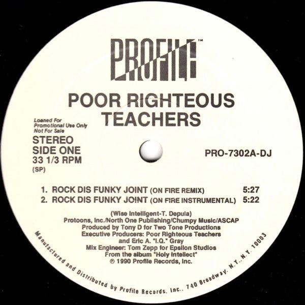 Poor Righteous Teachers : Rock Dis Funky Joint (12", Promo)