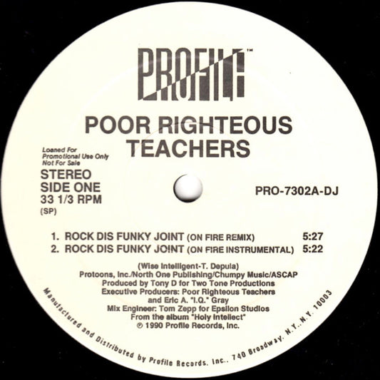 Poor Righteous Teachers : Rock Dis Funky Joint (12", Promo)