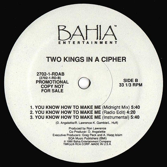 Two Kings In A Cipher : Movin' On 'Em (12", Promo, Tra)