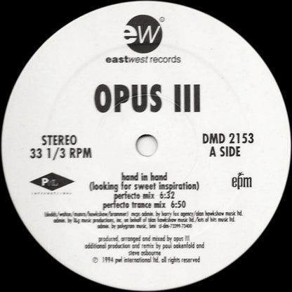 Opus III : Hand In Hand (Looking For Sweet Inspiration) (12", Promo)