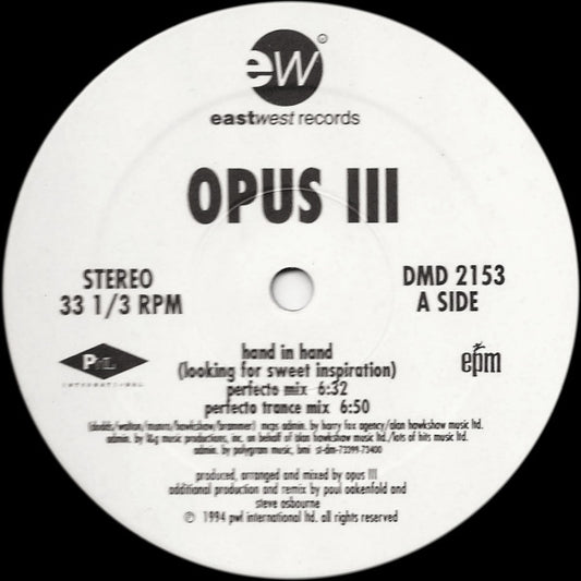 Opus III : Hand In Hand (Looking For Sweet Inspiration) (12", Promo)