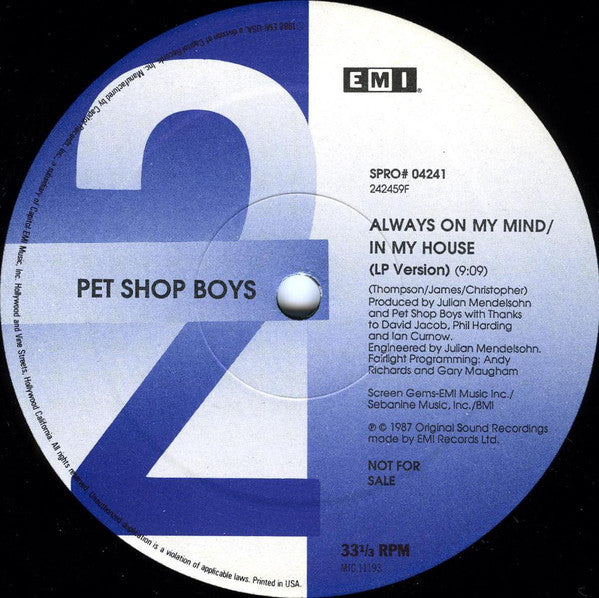 Pet Shop Boys : Club Mixes From The Pet Shop Boys Introspective Album (3x12", Ltd, Num, Promo, S/Edition)