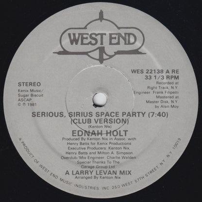 Ednah Holt : Serious, Sirius Space Party (12", Single)
