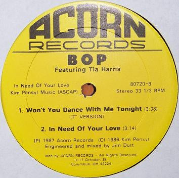 Bop (4) featuring Tia Harris : Won't You Dance With Me Tonight (12")