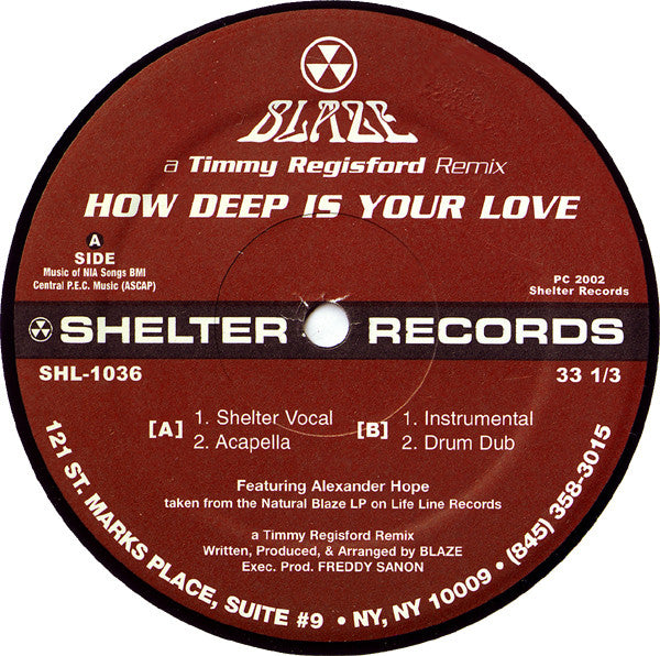 Blaze : How Deep Is Your Love (A Timmy Regisford Remix) (12")