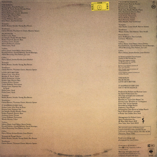 Hubert Laws : Say It With Silence (LP, Album)
