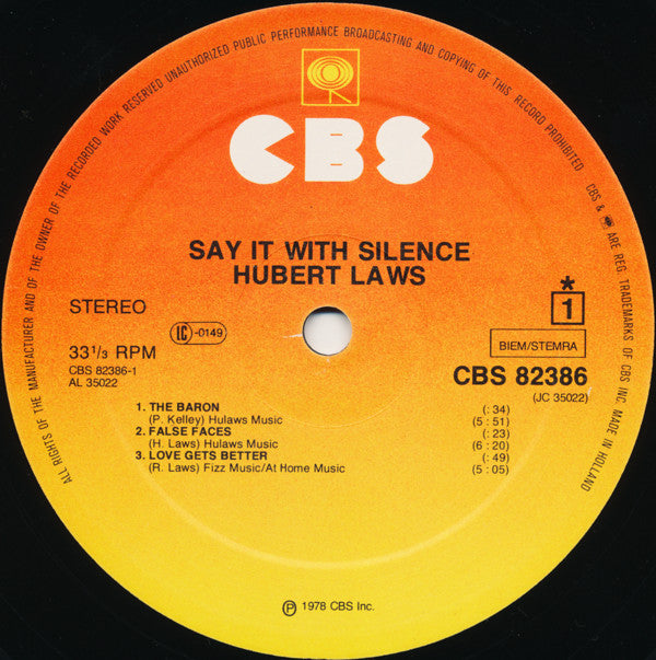 Hubert Laws : Say It With Silence (LP, Album)