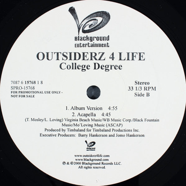 Outsiderz 4 Life : College Degree (12", Promo)