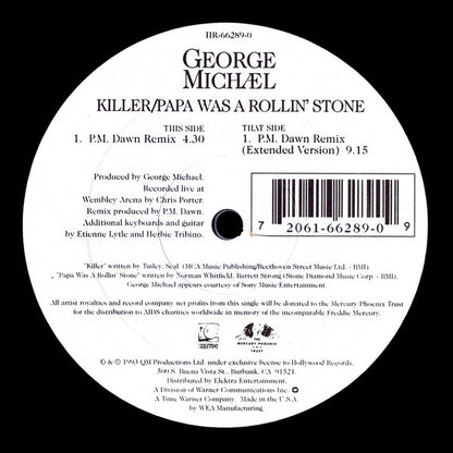 George Michael : Killer / Papa Was A Rollin' Stone (The Remixes) (12")