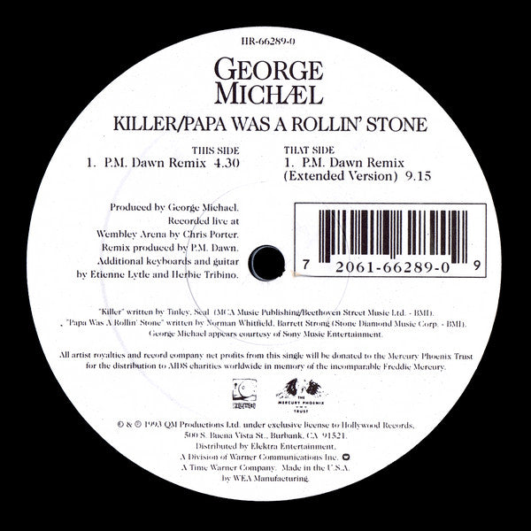 George Michael : Killer / Papa Was A Rollin' Stone (The Remixes) (12")