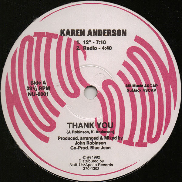 Karen Anderson : Thank You (12")
