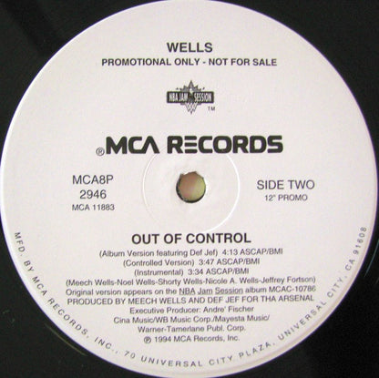 Wells (2) : Out Of Control (12", Promo)