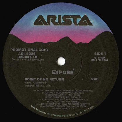 Exposé : Point Of No Return (12", Promo)