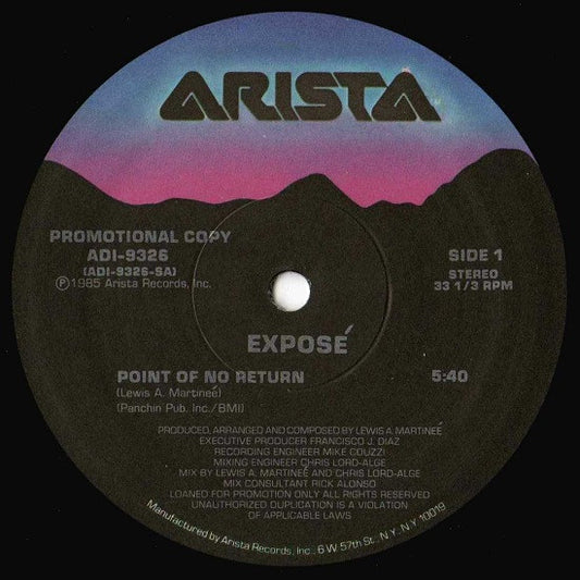 Exposé : Point Of No Return (12", Promo)