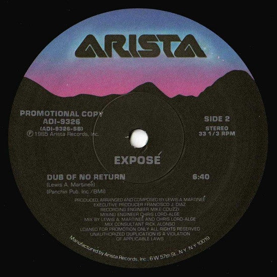 Exposé : Point Of No Return (12", Promo)