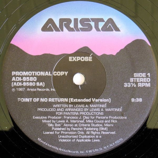 Exposé : Point Of No Return (All New Mixes!) (12", Promo)