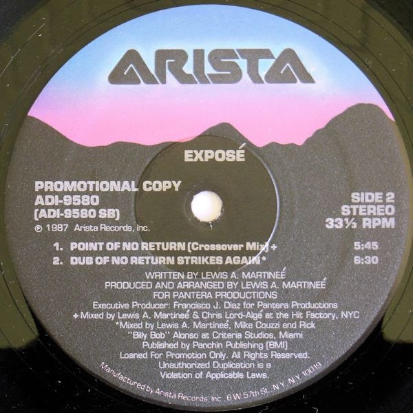 Exposé : Point Of No Return (All New Mixes!) (12", Promo)
