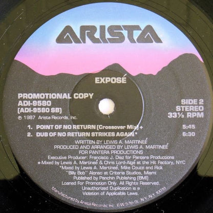 Exposé : Point Of No Return (All New Mixes!) (12", Promo)