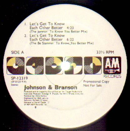 Johnson & Branson : Let's Get To Know Each Other Better (12", Promo)