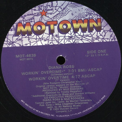 Diana Ross : Workin' Overtime (12", Glo)