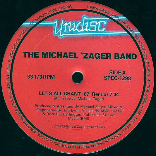The Michael 'Zager Band* / Lime (2) : Let's All Chant (87' Remix) / Angel Eyes (12", RE, Red)