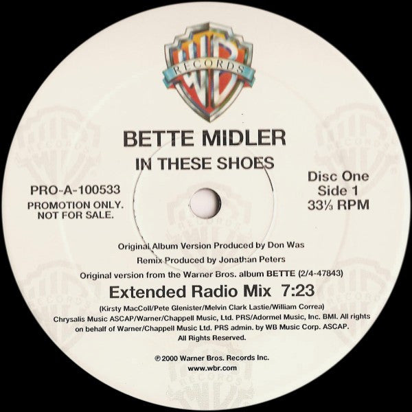 Bette Midler : In These Shoes (Remixes By Jonathan Peters) (2x12", Promo)