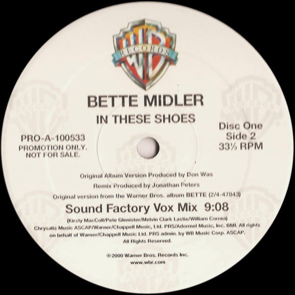 Bette Midler : In These Shoes (Remixes By Jonathan Peters) (2x12", Promo)