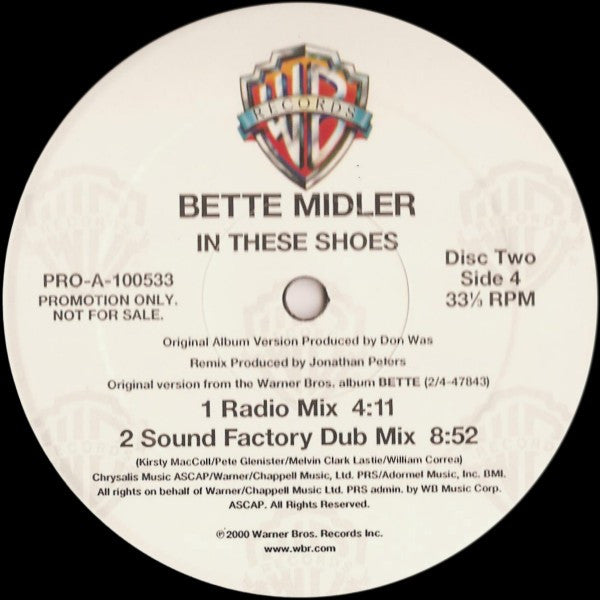 Bette Midler : In These Shoes (Remixes By Jonathan Peters) (2x12", Promo)