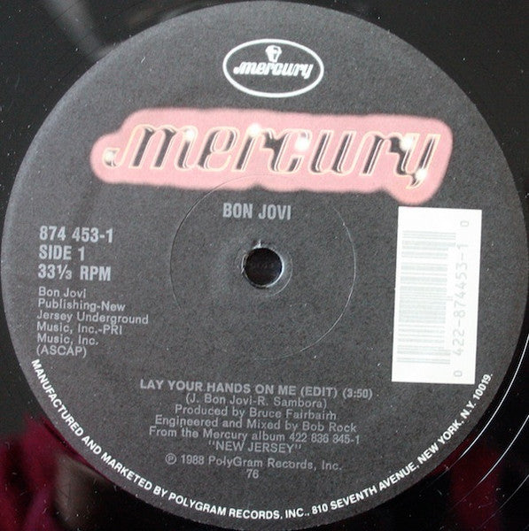 Bon Jovi : Lay Your Hands On Me (12", Single)