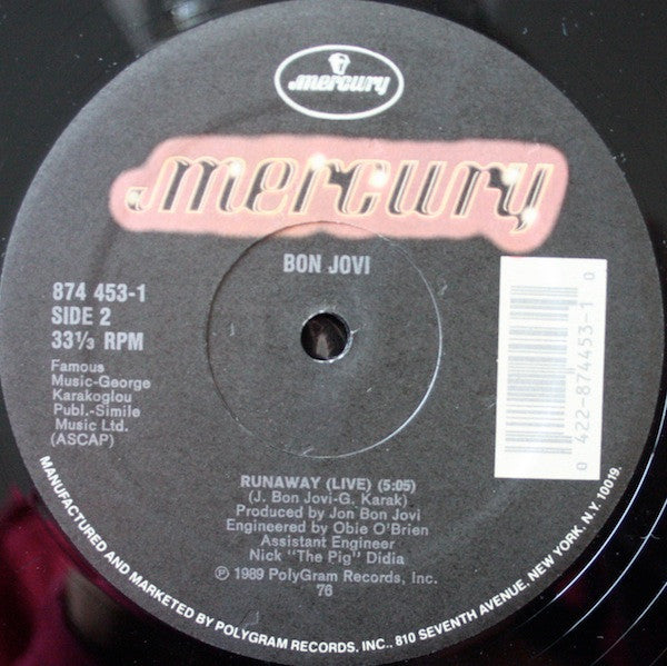 Bon Jovi : Lay Your Hands On Me (12", Single)