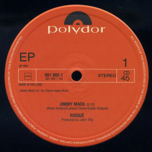 Risqué (2) : Jimmy Mack (Special Maxi Version) (12", EP, Maxi)