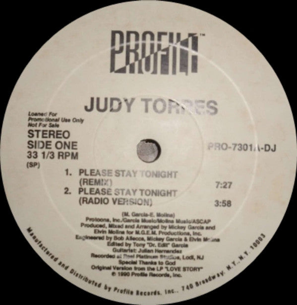 Judy Torres : Please Stay Tonight (12", Promo)
