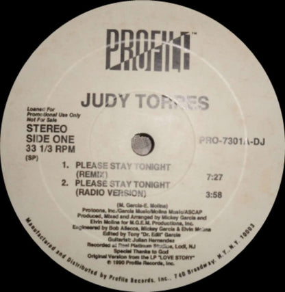 Judy Torres : Please Stay Tonight (12", Promo)